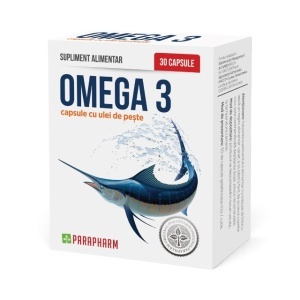 Omega 3 cu Ulei de Pește 500 mg, susține sănătatea inimii și circulația sanguină, 30 capsule, Parapharm