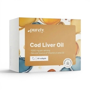 Purely Nutrition, Cod Liver Oil 1000 mg - ulei de cod 1000 mg, 60 capsule moi