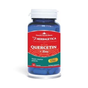 Quercetin + Zinc, supliment alimentar destinat susținerii imunității și protecției organismului, 30 capsule, Herbagetica