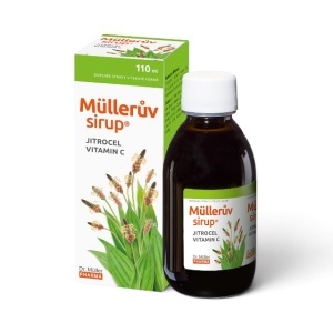 Sirop cu pătlagină și vitamina C, supliment alimentar destinat susținerii confortului gâtului și a căilor respiratorii, 110 ml, Dr. Müller Pharma