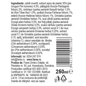 Sirop Plantusin R8, pentru tuse uscată, iritativă și productivă și calmarea gâtului, cu extracte din plante, 250 ml, Fares - Img 2