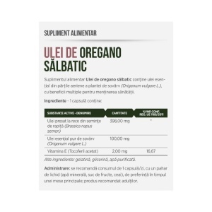 Ulei de Oregano Sălbatic 100 mg, cu vitamina E, susține confortul respirator și echilibrul digestiv, 30 capsule, Parapharm - Img 2