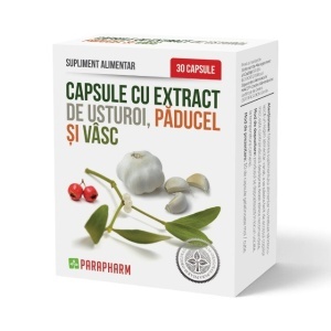 Usturoi + Păducel + Vâsc, macerate uleioase, susține sănătatea inimii și circulația, contribuie la protecția antioxidantă, 30 capsule, Parapharm