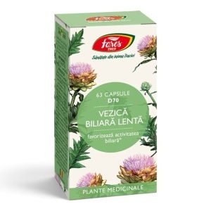 Vezica Biliară Lentă D70, capsule care susțin funcționarea bilei și ajută la reducerea balonării și disconfortului digestiv după mese, 63 capsule, Fares