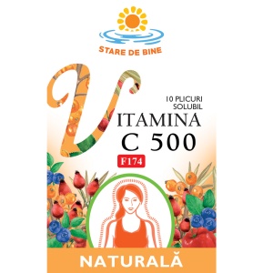 Vitamina C 500 naturală solubilă, 10 plicuri, Fares - Img 2