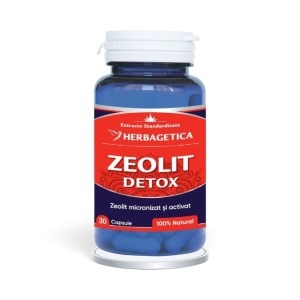 Zeolit Detox, produs pentru igiena orală destinat curățării cavității bucale, 30 capsule, Herbagetica