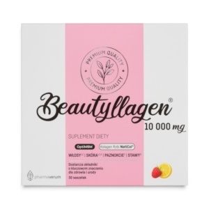 Beautyllagen® Colagen Marin 10.000 mg, cu Acid Hialuronic și Biotină, susține fermitatea pielii, părul și unghiile, zmeură și lămâie, 30 plicuri, Pharmaverum - Img 2