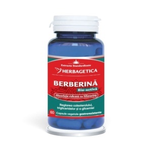 Berberină Bio-Activă, supliment alimentar destinat susținerii metabolismului, echilibrului glicemiei și sănătății ficatului, 60 capsule, Herbagetica