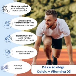 Calciu & D3, 800 mg/200 UI, 30 capsule, Balkan Pharmaceuticals - Img 3