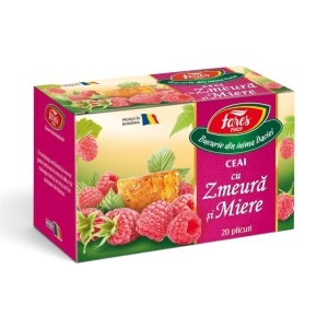 Ceai cu zmeură și miere, ceai din fructe pentru relaxare și hidratare, 20 plicuri, Fares