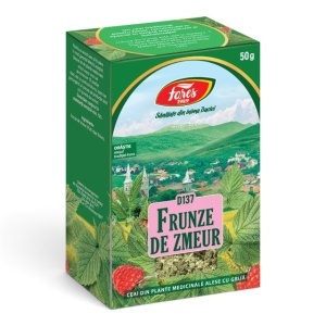 Ceai frunze de Zmeur D137, contribuie la confortul menstrual și susține echilibrul feminin în perioada menopauzei, 50 g, Fares