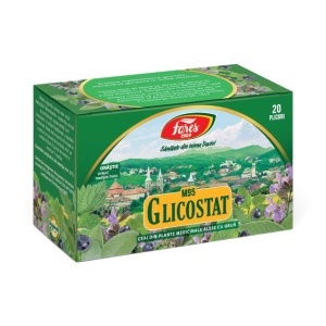 Ceai Glicostat M95, ajută la menținerea glicemiei în limite normale, susține utilizarea normală a zaharurilor în organism, 20 plicuri, Fares