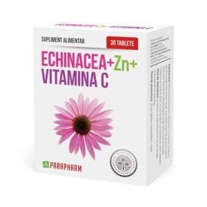 Echinacea + Zinc + Vitamina C, susține imunitatea și rezistența organismului, 30 tablete masticabile, Parapharm