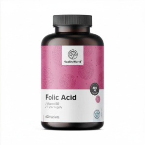 HealthyWorld, Folic Acid - acid folic, 400 tablete