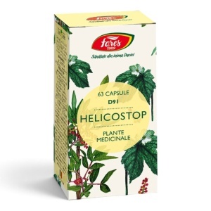 Helicostop D91, capsule pentru susținerea stomacului în infecția cu Helicobacter pylori și protecția mucoasei gastrice, 63 capsule, Fares