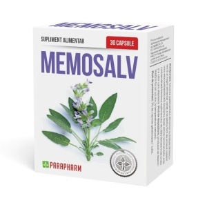 Memosalv, cu Lecitină, Salvie și Zinc, susține memoria, concentrarea și funcțiile cognitive, 30 capsule, Parapharm