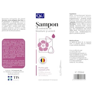 Q4U Șampon cu Brusture, Urzică și Keratină, ajută la reducerea excesului de sebum, susține rezistența și hidratarea părului, 250 ml, Tis Farmaceutic - Img 2