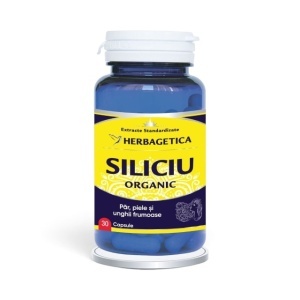 Siliciu Organic, supliment alimentar destinat susținerii sănătății pielii, părului, unghiilor și articulațiilor, 30 capsule, Herbagetica