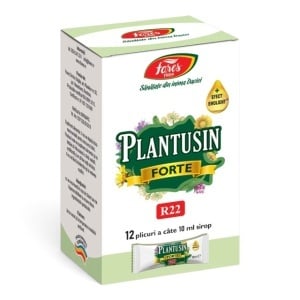 Sirop Plantusin Forte R22, pentru tuse uscată, iritativă și cu expectorație, cu extracte din plante, 12 plicuri, Fares
