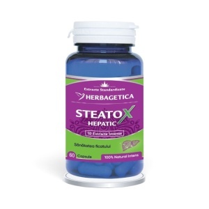 Steatox Hepatic, supliment alimentar destinat susținerii sănătății ficatului, digestiei și metabolismului grăsimilor, 60 capsule, Herbagetica