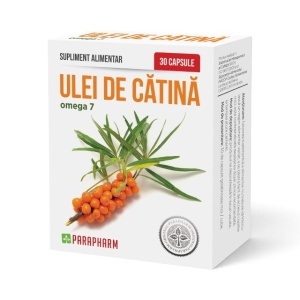 Ulei de Cătină Omega 7, 500 mg, cu Omega 3 și carotenoide, susține metabolismul lipidic și echilibrul organismului, 30 capsule, Parapharm
