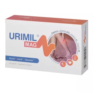 Urimil Mag, magneziu cu Coenzima Q10 și vitamine B, susține funcționarea mușchilor și inimii, ajută la reducerea oboselii, 30 capsule, Naturpharma