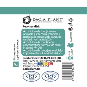Vitamina D3 5000UI Zinc și Quercetină, 30 comprimate, Dacia plant - Img 4