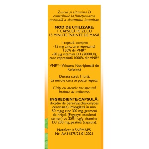 Zinc cu Vitamina D3, F180, 30 capsule, Fares - Img 3