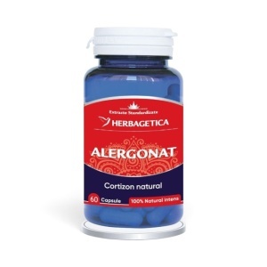 Alergonat, supliment alimentar destinat susținerii organismului în perioadele cu alergii sezoniere și sensibilitate la alergeni, 60 capsule, Herbagetica