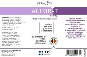 Alfor-T spray, cu alaun de potasiu, coada-șoricelului și levănțică, ajută la controlul transpirației excesive la axile și picioare, 110 ml, Tis Farmaceutic - Img 2