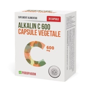 Alkalin C 600 mg, Vitamina C alcalină, susține imunitatea, ajută la reducerea oboselii, 30 capsule vegetale, Parapharm