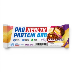 Baton Proteic, Banane + Collagen, 50 g, Balkan Pharmaceuticals