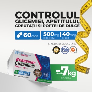 Berberină + Chromium, supliment alimentar destinat susținerii metabolismului și menținerii unui nivel normal al glicemiei, 60 capsule, Balkan Pharmaceuticals - Img 2