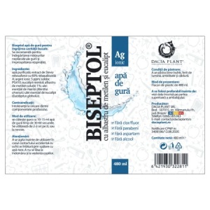 Biseptol apă de gură cu albastru de metilen și eucalipt, 480 ml, Dacia Plant - Img 2