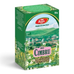 Ceai Cimbru iarbă R43, ajută la fluidificarea secrețiilor bronșice, susține sănătatea căilor respiratorii, 50 g, Fares