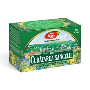 Ceai Curățarea Sângelui P126, susține detoxifierea naturală și drenajul organismului, contribuie la menținerea sănătății pielii, 20 plicuri, Fares