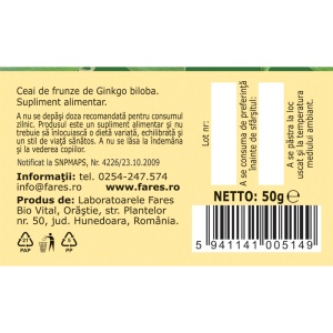 Ceai Ginkgo biloba frunze N155, 50 g, Fares - Img 5
