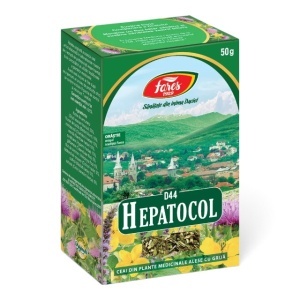 Ceai Hepatocol D44, susține funcționarea normală a ficatului și vezicii biliare și contribuie la digestia grăsimilor, 50 g, Fares