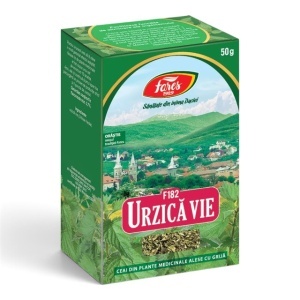 Ceai Urzică vie iarbă F182, contribuie la detoxifierea naturală a organismului și susține funcționarea normală a rinichilor și tractului urinar, 50 g, Fares