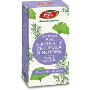 Circulație cerebrală și memorie, N172, 63 capsule, Fares