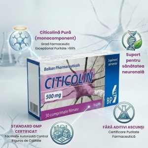 Citicolin, 500 mg, 30 comprimate, Balkan Pharmaceuticals - Img 5
