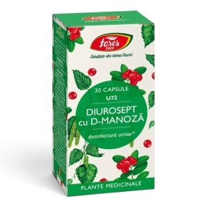 Diurosept cu D-Manoză U72, capsule care ajută la protejarea tractului urinar și reducerea riscului de infecții urinare recurente, 30 capsule, Fares