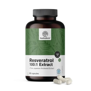 HealthyWorld, Reservatrol 100:1 Extract - supliment alimentar destinat susținerii organismului prin aportul de polifenoli naturali, 60 capsule - Img 2