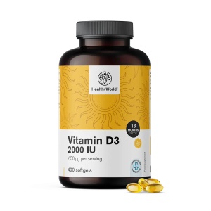 HealthyWorld, Vitamin D3 2000 UI, 400 capsule moi - Img 2