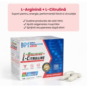 L-Arginine + L-Citrulline, 120 capsule, Balkan Pharmaceuticals - Img 3