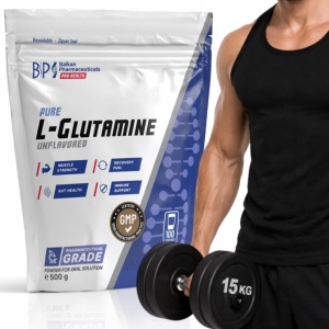 L-Glutamine, supliment alimentar destinat susținerii refacerii musculare, digestiei și imunității, 500 g pulbere, Balkan Pharmaceuticals - Img 2