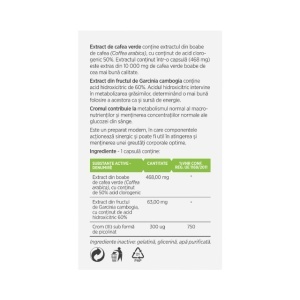 Lipostop Cafea Verde, cu Garcinia cambogia și crom, ajută la controlul greutății, susține metabolismul, 30 capsule, Parapharm - Img 2