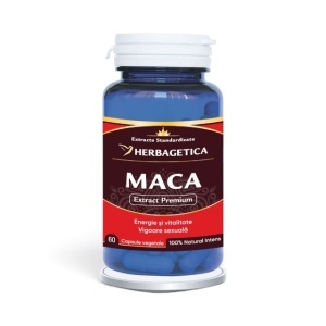 Maca, supliment alimentar destinat susținerii vitalității, energiei și echilibrului hormonal, cu extract de Maca pentru femei și bărbați, 60 capsule vegetale, Herbagetica