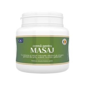 Q4U Cremă de Masaj cu Iederă, Germeni de Grâu și Ulei din Sâmburi de Struguri, hidratează și emoliază pielea, ideală pentru masaj prelungit, 500 ml, Tis Farmaceutic