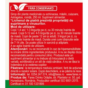 Sirop Biosept A16, pentru răceală, viroze respiratorii și susținerea imunității, cu echinacea și propolis, 250 ml, Fares - Img 4